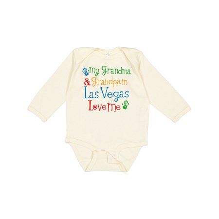Inktastic Grandma and Grandpa in Las Vegas Love Me Gift Baby Boy or Baby Girl Long Sleeve Bodysuit