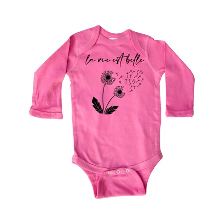 Inktastic La Vie Est Belle with Dandelion Gift Baby Boy or Baby Girl Long Sleeve Bodysuit