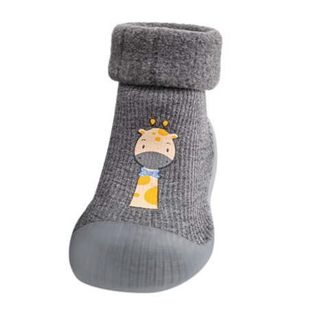 Relanfenk Baby Shoes Kids Toddler Boys Girls Solid Warm Knit Soft Sole Rubber Socks Slipper Stocking Shoes