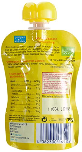 Hipp Früchte-Spaß Apfel-Birne-Banane 4 X 90g, 4er Pack (4 X 360 G) thumbnail
