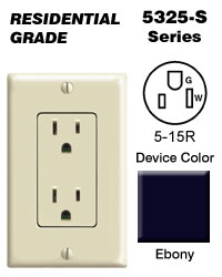 Decora 15 Amp 125 V Duplex Outlet/Receptacle, Black (1-Pack) 5325-SE