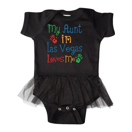 Inktastic My Aunt in Las Vegas Loves Me Gift Baby Girl Tutu Bodysuit