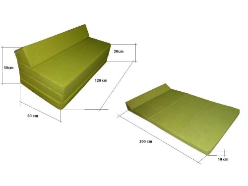 Sessel Gästebett Schlafsessel Klappmatratze Sofa Schlafsofa Doppelbett Matratze Hellgrün-1229 thumbnail