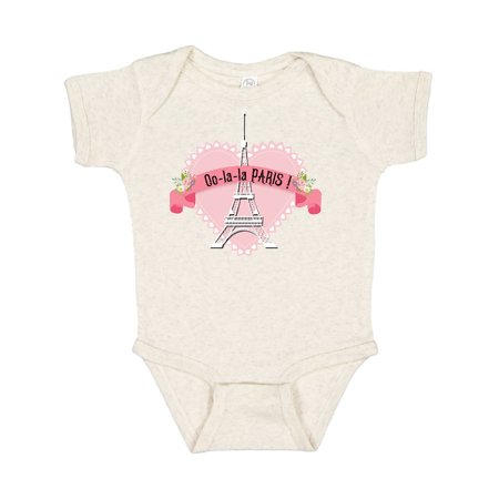 Inktastic Paris Oo-la-la with Eiffel Tower and Flowers in Pink Heart Gift Baby Boy or Baby Girl Bodysuit