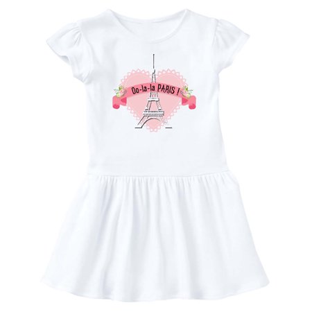 Inktastic Paris Oo-la-la with Eiffel Tower and Flowers in Pink Heart Gift Baby Girl Dress