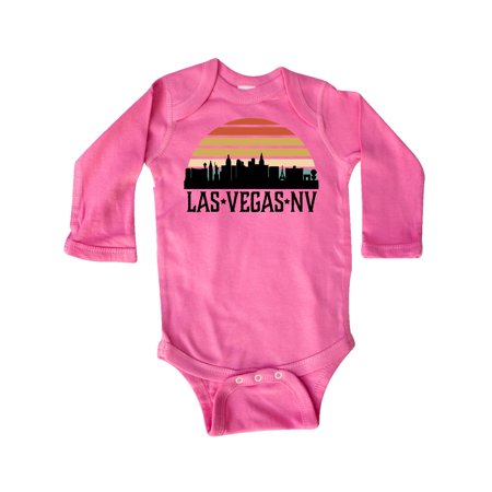 Inktastic Las Vegas Nevada Skyline Retro Gift Baby Boy or Baby Girl Long Sleeve Bodysuit