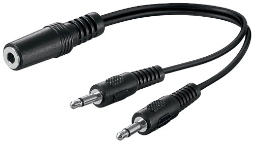 Wentronic Goobay 3,5mm-Klinke-Adapterkabel, Schwarz, 0.2 M - Klinke 3,5 Mm-Buchse (3-Pin, Stereo) > 2x Klinke 3,5 Mm-Stecker (2-Pin, Mono) (50472)
