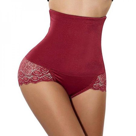 MEROTABLE Womens High Waist Trainer Body Shaper Panties Tummy Control Shapewear Wine Red M