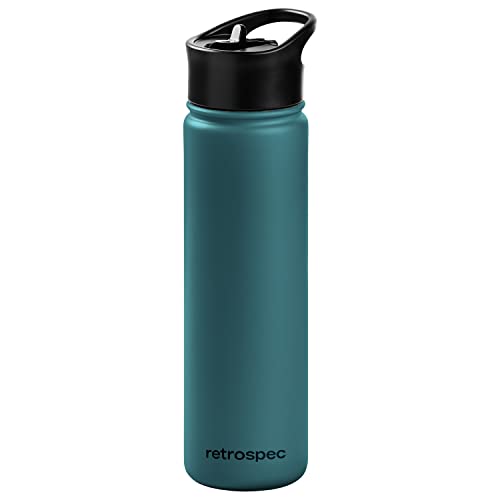 Retrospec Alder Insulated Water Bottle with Straw Lid & Handle Cap - Stainless Steel Wide Mouth Double-Wall Vacuum Insulated Thermos - BPA Free Leakpr thumbnail