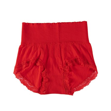 Women Briefs High Waist Briefs Full Coverage Panties Lace Trim Panties Tummy Control Panties Stretchy Underpants Postpartum Nursing Panties