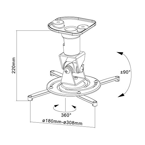 PureMounts PM-Spider-Plus Beamer Ceiling Bracket/Tilts and Turns 30Â° / 225 Mm Ceiling Clearance / 14 Kg/Hole Spacing 120-310 Mm thumbnail