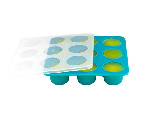 Tootsy Boo Baby Food Storage Cubes Freezer Tray with Sturdy Clip-on Lid | BPA Free Silicone for Easy Pop Out | Make 9 Portions of 60 Grams E thumbnail