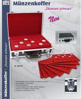 SAFE WURZELHOLZ MÜNZKASSETTEN PREMIUM 60 X 10 EUROMÜNZEN in MÜNZKAPSELN NR. 5797 - in 3 Tableaus 6337 Für Je 20 Runde Fächer X 10 Euro Münzen in thumbnail