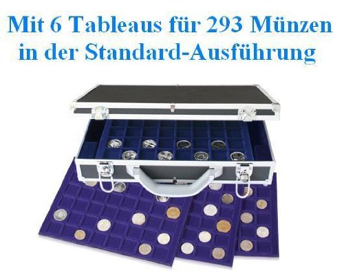 SAFE WURZELHOLZ MÜNZKASSETTEN PREMIUM 60 X 10 EUROMÜNZEN in MÜNZKAPSELN NR. 5797 - in 3 Tableaus 6337 Für Je 20 Runde Fächer X 10 Euro Münzen in thumbnail