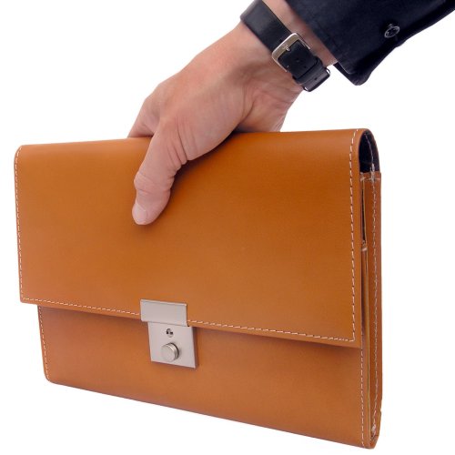 A5 Dokumentenmappe / Dokumententasche Aus Leder, Für Damen Und Herren, Cognac-Braun, Jahn-Tasche 1021 thumbnail