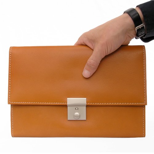 A5 Dokumentenmappe / Dokumententasche Aus Leder, Für Damen Und Herren, Cognac-Braun, Jahn-Tasche 1021 thumbnail