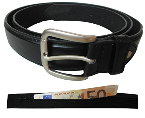 Echt Leder Gürtel Mit Geheimfach - Tresorgürtel Geldgürtel Von Einkaufszauber, Schwarz Oder Braun, S in Schwarz thumbnail