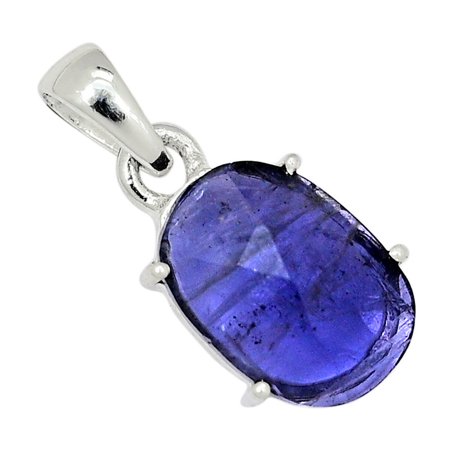 Faceted Iolite 925 Sterling Silver Pendant Jewelry ALLP-5954