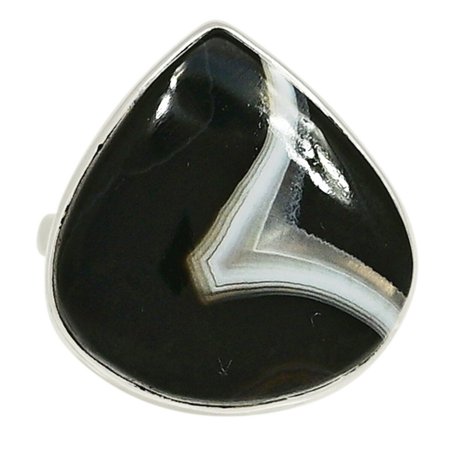 Black Botswana Agate 925 Sterling Silver Ring Jewelry S.9 ALLR-8994