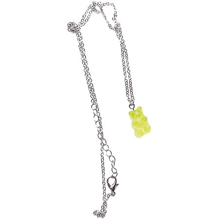 WESTOCEAN Cute Gummy Bears Necklace Resin Gummy Bear Pendant Necklace Iron Chain Jewelry for Women Girls