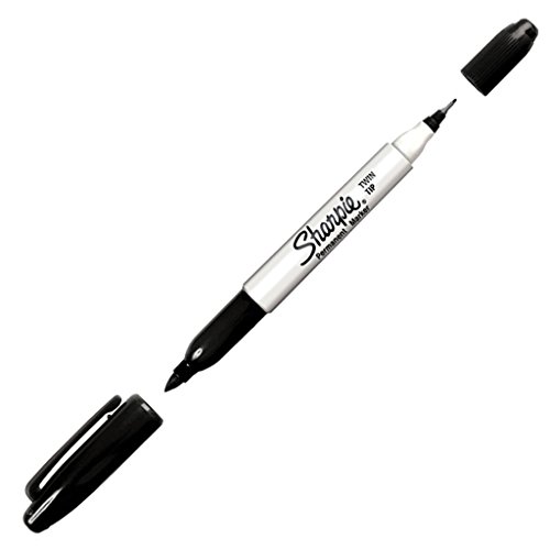 Sharpie Twin Tip Permanent Marker 0.5mm and 0.7mm Line Black Pack 12 -