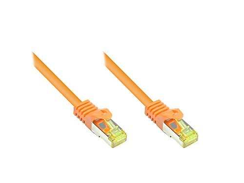 RJ45 Patchkabel MitCat.7 Rohkabel Und Rastnasenschutz (RNS®), S/FTP, PiMF, Halogenfrei, 600MHz, OFC, Orange, 5m, Good Connections® (8070R-050O)