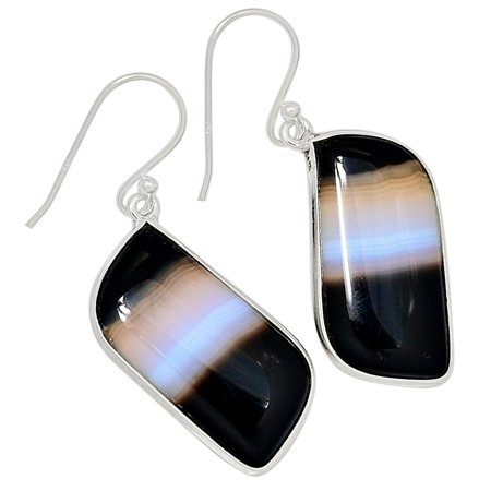 Black Botswana Agate 925 Sterling Silver Earring Jewelry ALLE-7263