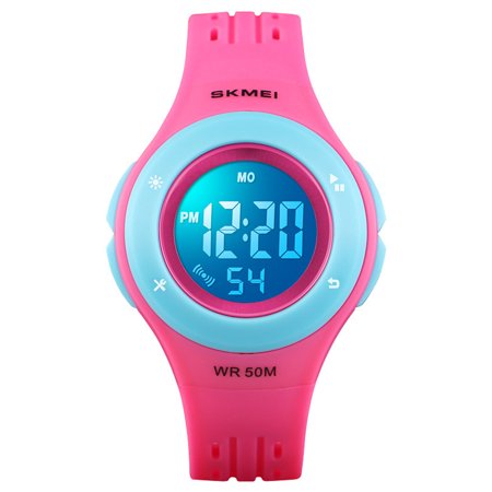 SKMEI 1455 Kid LED Digital Sports Watch Date Week EL Light Waterproof Alarm Colorful Wristwatch