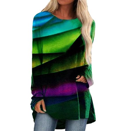 Womens O Neck Cute Graphic Tees Loose Long Sleeve Tops T-shirt Blouse Summer Sexy Workout T-Shirts Ladies Going Out Party Prom Tshirts A526-9303