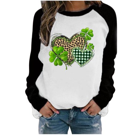 Womens Casual Patchwork Graphic Tshirt Long Sleeves Round Neck Tee Tops Summer Sexy Workout T Shirts Ladies Going Out Party Prom Tees A525-2540
