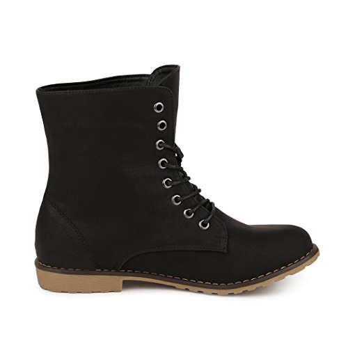 Best-boots Damen Stiefelette Boots Worker Stiefel Schnürer Trend SCHWARZ 1253 Größe 39
