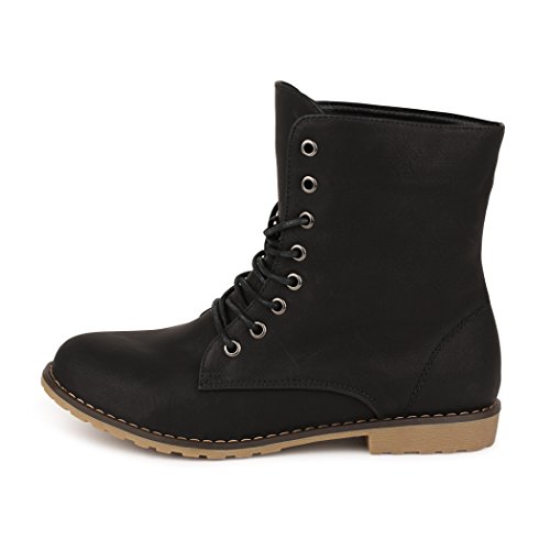 Best-boots Damen Stiefelette Boots Worker Stiefel Schnürer Trend SCHWARZ 1253 Größe 39 thumbnail