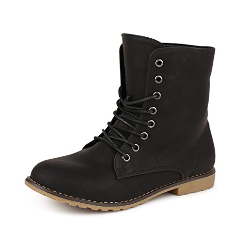 Best-boots Damen Stiefelette Boots Worker Stiefel Schnürer Trend SCHWARZ 1253 Größe 39 thumbnail