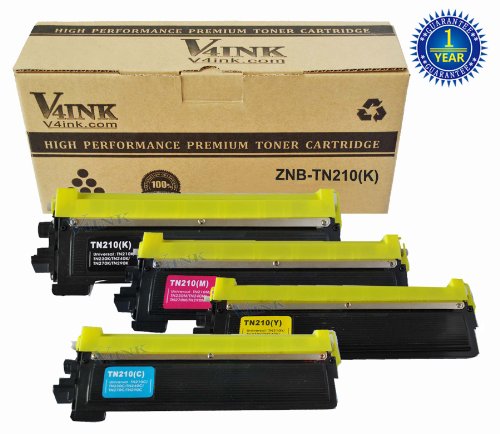 V4INK® New Compatible Brother TN210 (KCMY) Toner Cartridge for LaserJet HL-3040 3045 3070 3075 MFC-9010 9120 9125 9320 9325 Series (KCMY)