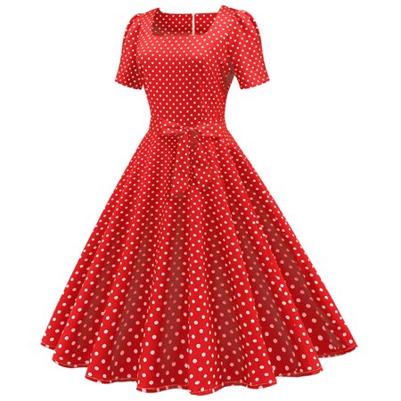 Dresses for Women 2022  Summer Women Short Sleeve 1950s Housewife Evening Party Prom Dress Teens Dress 0765