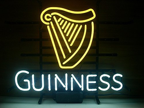 New Guinness Irish Lager Real Glass Neon Light Sign Home Beer Bar Pub Recreation Room Game Room Windows Garage Wall Sign 43cm X 35cm H111 (metal Frame thumbnail