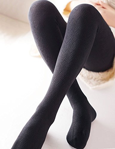 Vero Monte Women's Modal & Cotton Opaque Knitted Patterned Tights for Spring (Black) 4081 thumbnail