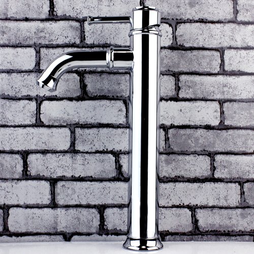 Deck Mount Vessel Bathroom Sink Faucet Lengthen Sprayer Tall Spout Single Handle Control Single Hole Mixer Taps Lavatory Sink Faucets Chrome Finish thumbnail