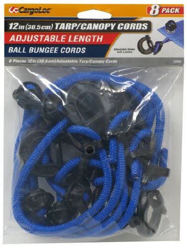 CargoLoc Tarp / Canopy Bungee Cords - Ball Hooks 32556 8 Pc. 12  Adjustable Tarp Cords - Blue