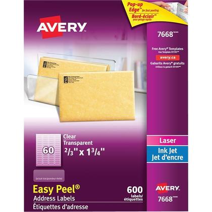 Avery Easy Peel Address Labels (7668) - 600 Clear Labels