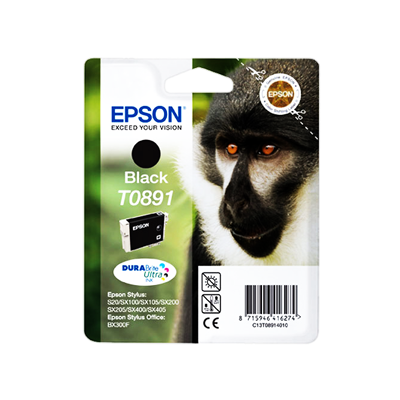 Epson Monkey Singlepack Black T0891 DURABrite Ultra Ink