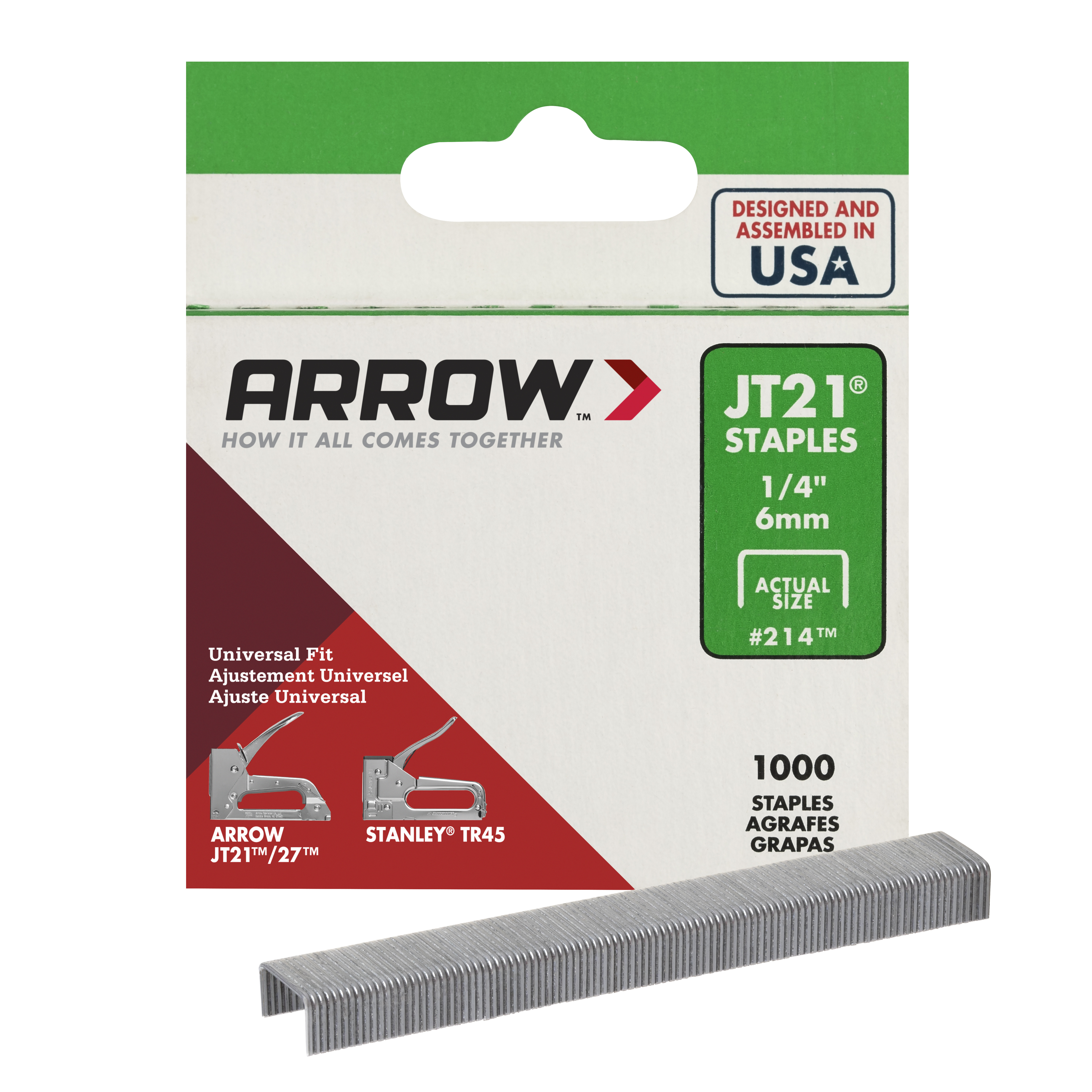 Arrow JT21/T27 Staples 6mm 1/4in (1000)