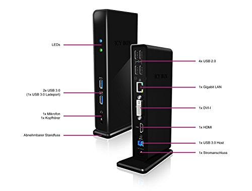 Icy Box IB-DK2241AC Multi Docking Station for Notebooks and PCs USB3 I thumbnail