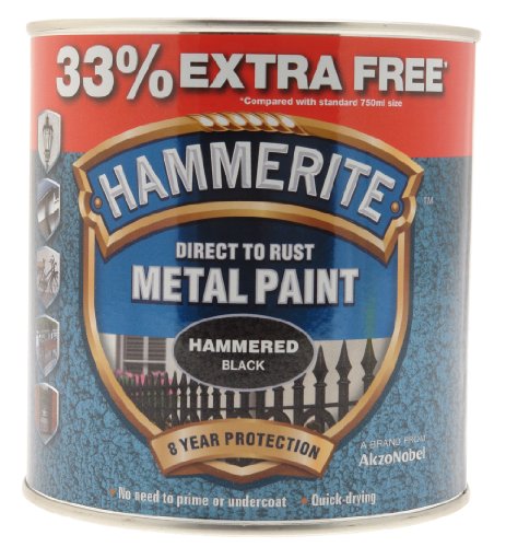 Hammerite 5158237 Metal Paint - Hammered Black, 1 L