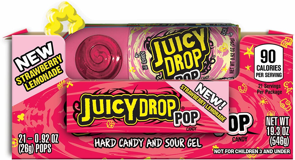 Juicy Drop Pop Variety Pack  Assorted Flavors Sweet Lollipops with Sour Liquid Candy  0.92 Oz  21 Count