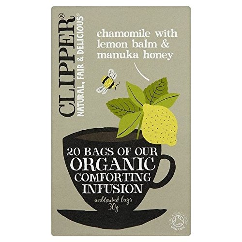 Clipper Organic Infusion Chamomile with Lemon Balm & Manuka Honey Tea Bags 20 per Pack - Pack of 6