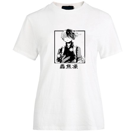 SHIYAO Anime My Hero Academia T-shirt Character Graphic Print Tee Round Neck Short Sleeve T-shirt for Women Men(White C-L)
