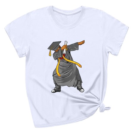 Onlywo Womens Tops Dressy Casual  Women S Summer Casual T Shirt Short Sleeve Round Neck Loose Pullover Graduation Season Print Trendy Comfy Tops Blous