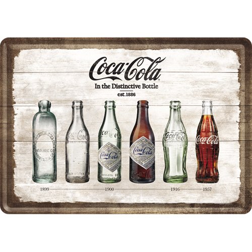 Nostalgic-Art 10277 Coca Cola Bottle, Timeline Tin Postcard, 10 x 14 cm