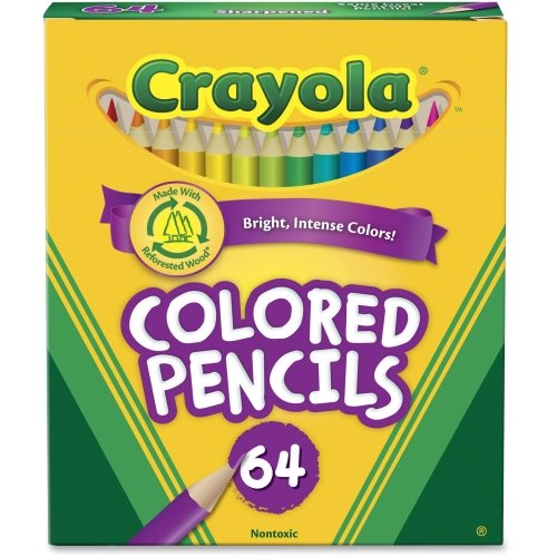 Crayola Colored Pencils, Short 64 CT - HB Pencil Grade - 3.3 Mm Lead Size - Assorted Lead - Assorted Barrel - 64 / Pack